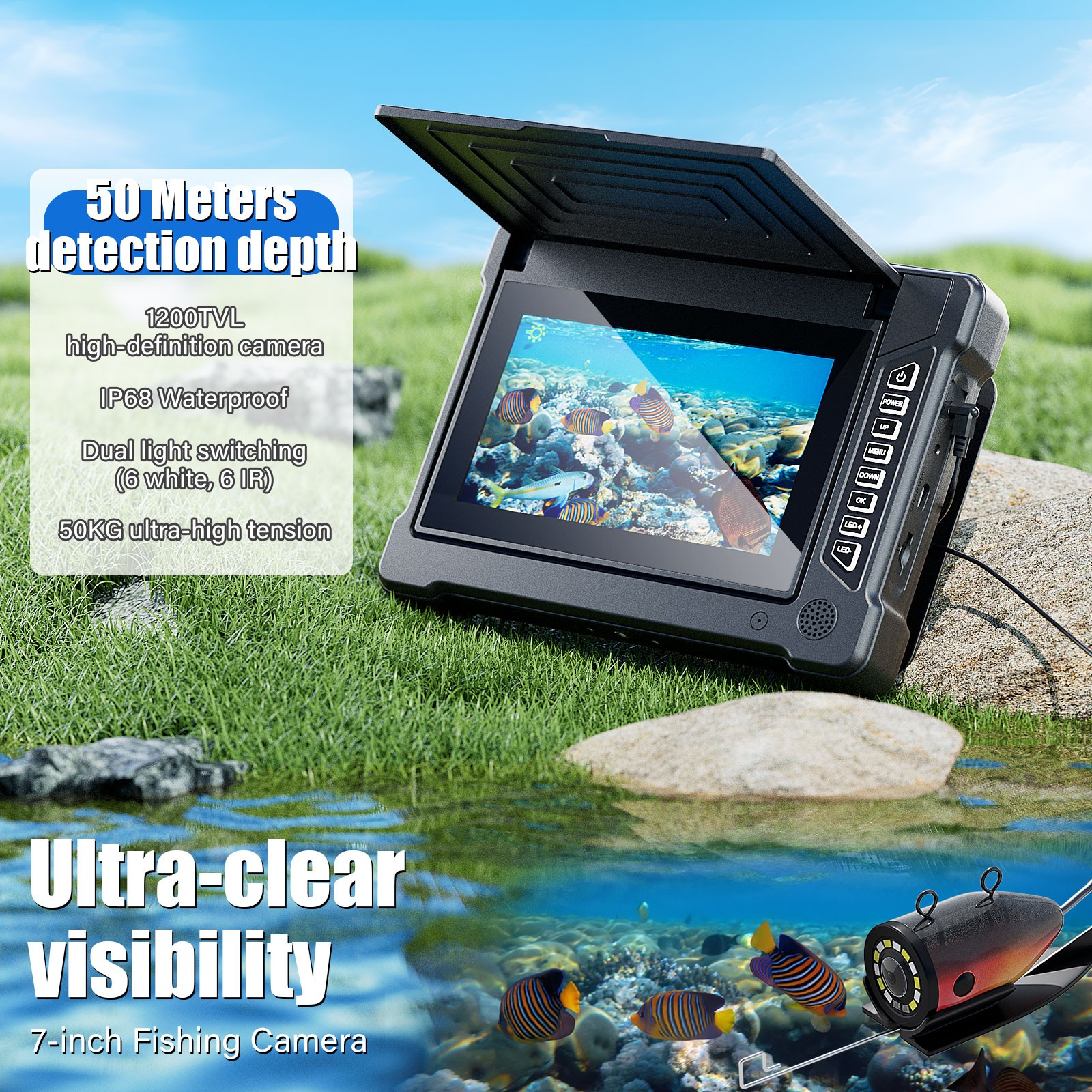 7 Inch 15M 1200TVL Underwater  - Fish Finder Cable recensie en prijs