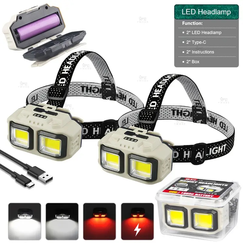 COB LED Headlamp Rechargeable  - Fishing Light recensie en prijs